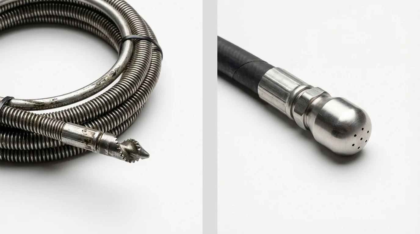 Drain snake cable and hydro jetting nozzle used for drain cleaning in Millen, GA