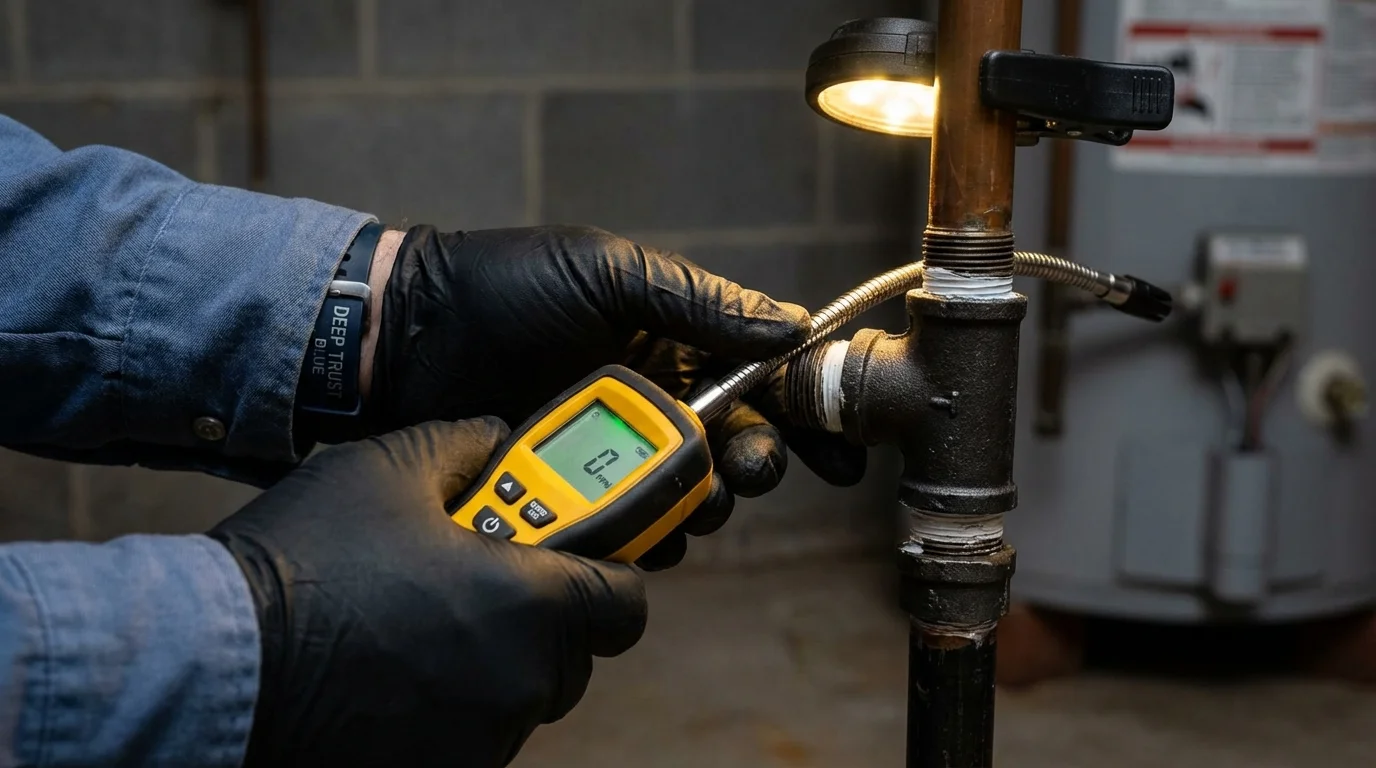 Gas leak detection with electronic sniffer by Johns Plumbing LLC in Millen